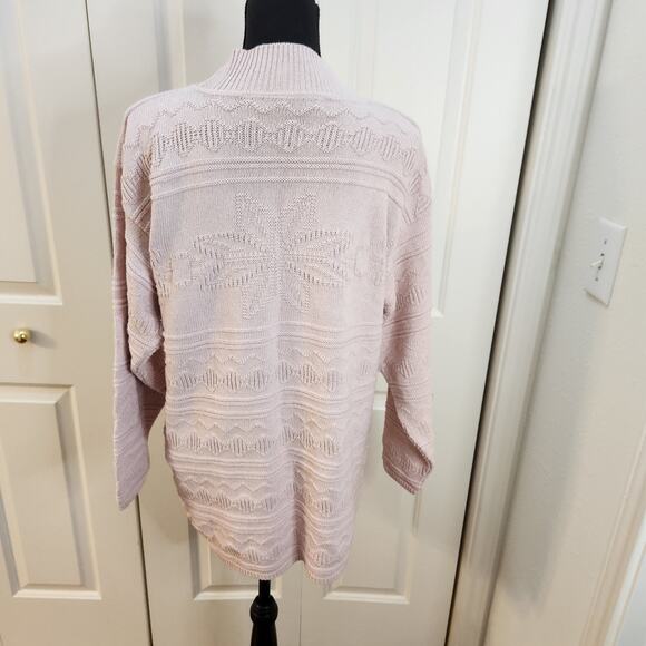 A Knitch Above by Spar Knitwear Women's Med Pink Knit Sweater Mock Neck Cotton - Picture 7 of 10